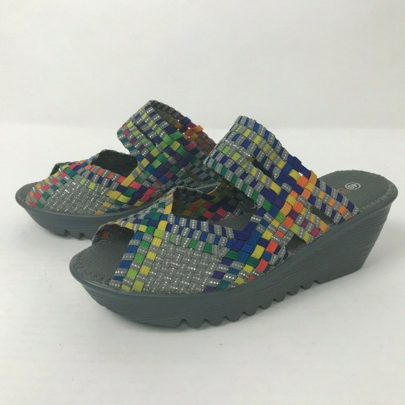 Bernie Mev Fame Metallic Woven Wedge Sandals Sz 10 - Picture 3 of 6